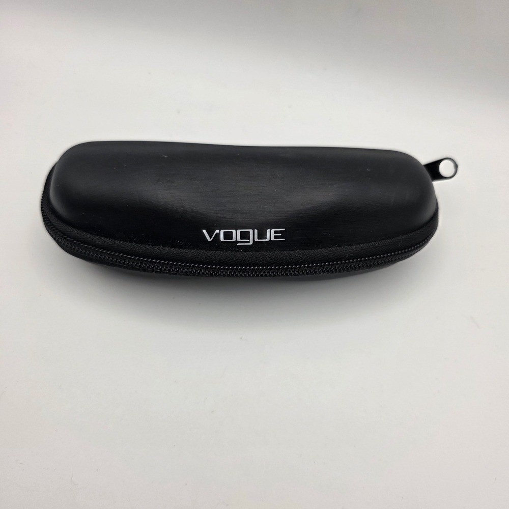 Vogue Eyewear Black Hard Shell Zippered Sunglasses Case Gray Felt Lining‎